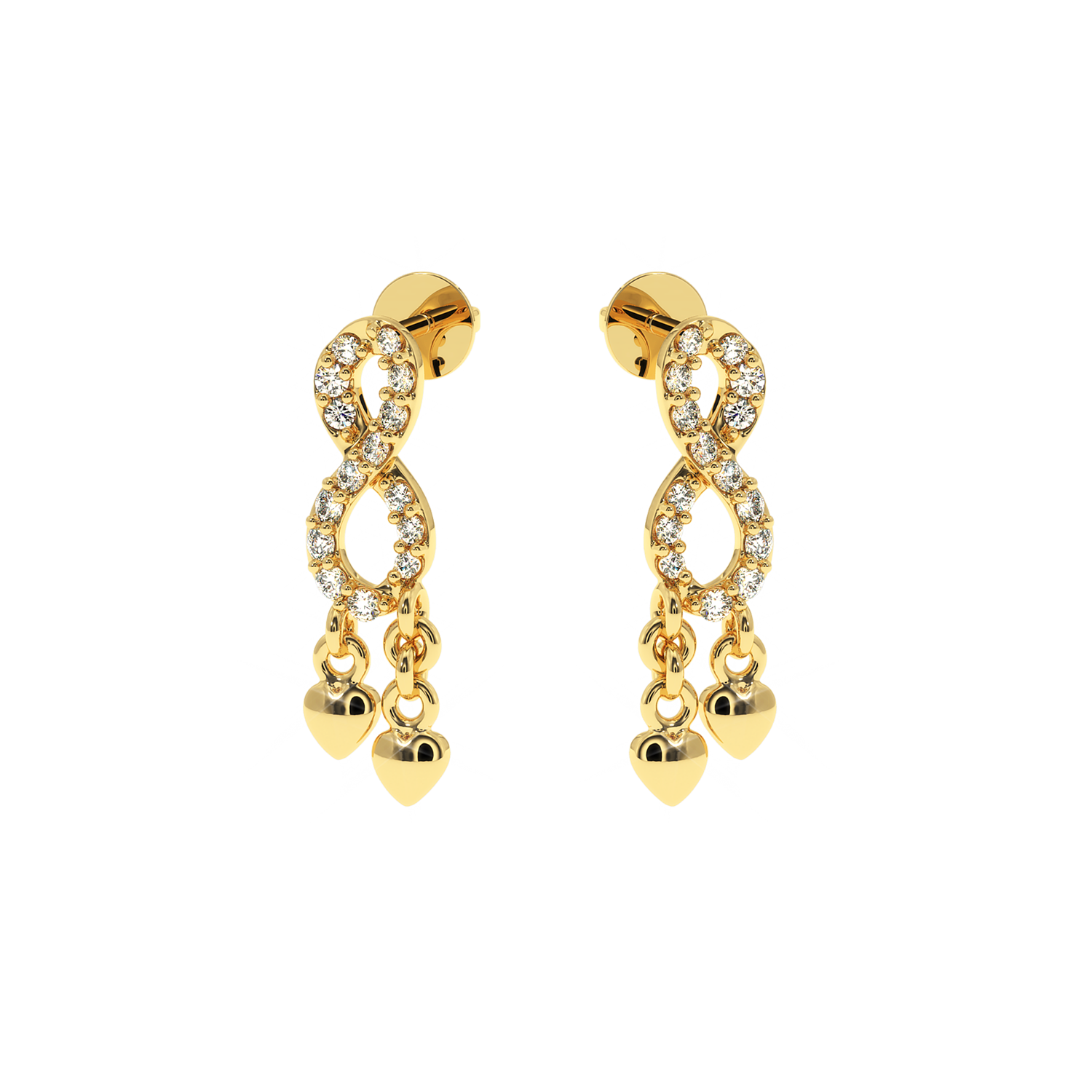 0.15 CT Infinity Heart Lab Diamond Drop Earrings
